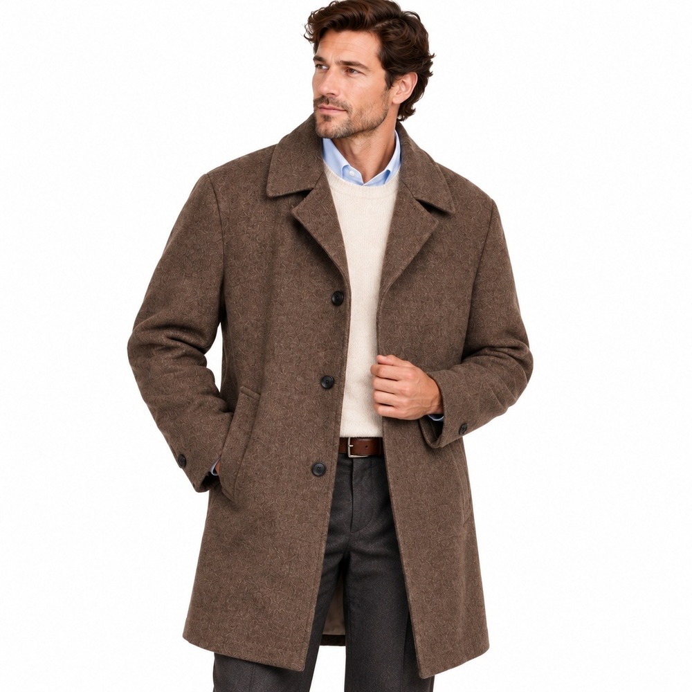 Vintage 70s Casualcraft New York Spencer Wool Overcoat 46R Brown Old Money USA